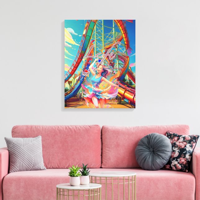 Lienzo Divirtámonos, La Vida es una Montaña Rusa (Insitu (Sala de estar))