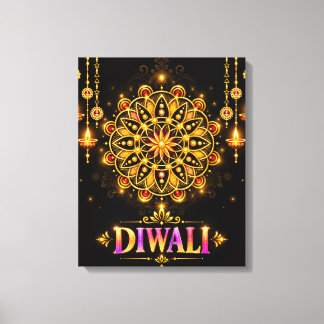 Lienzo Diwali Mandala Dorado Rangoli Festival de las Luce