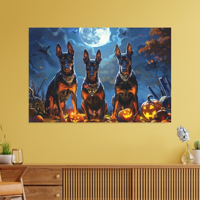 Lienzo Dóberman de Halloween espeluznante (Insitu (Sala de estar))