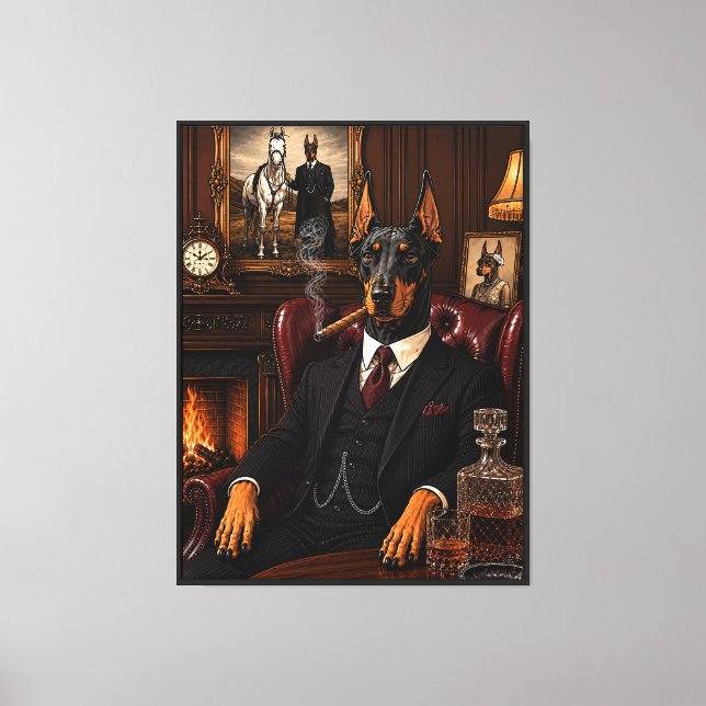 Lienzo Doberman gángster (Anverso)