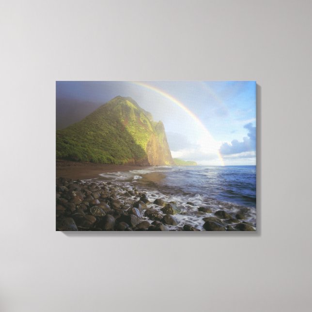 Lienzo Doble arco iris sobre los acantilados del norte (Anverso)