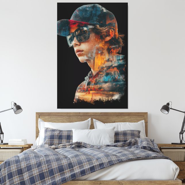 Lienzo Doble exposición de vibraciones urbanas (Insitu(Dormitorio))