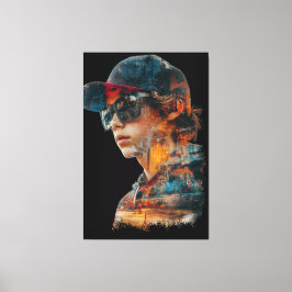 Lienzo Doble exposición de vibraciones urbanas