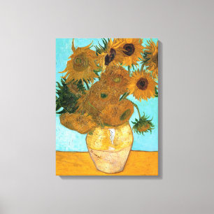 Lienzo Doce girasoles en una bolsa (pintura de vida fija)