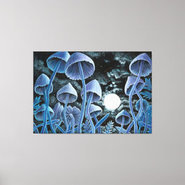 Lienzo Doce hongos mágicos en luna llena