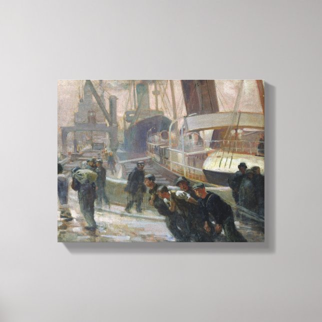 Lienzo Dockers de Liverpool en Dawn, 1903 (Anverso)