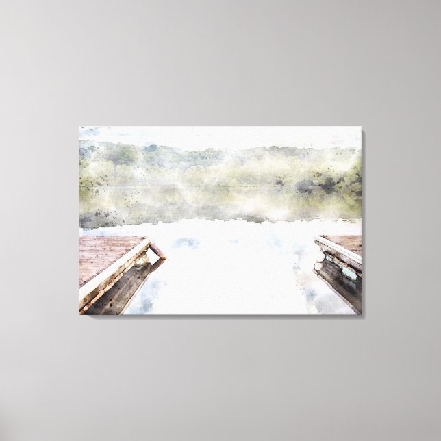 Lienzo Docks de madera en la acuarela de Bay Faux (Anverso)