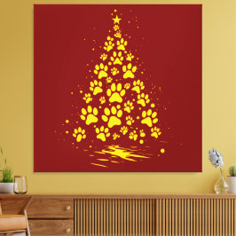 Lienzo Dog Lover Paw Print Christmas Tree 4
