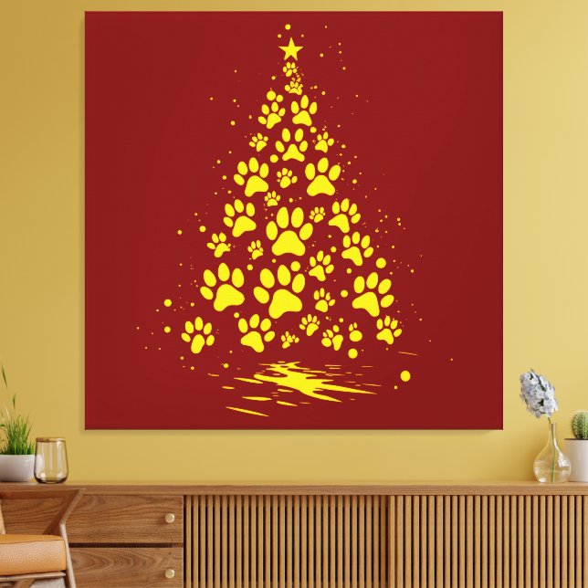 Lienzo Dog Lover Paw Print Christmas Tree 4 (Insitu (Sala de estar))