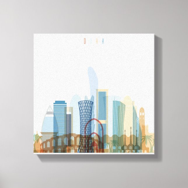 Lienzo Doha, Qatar | Línea de la ciudad (Anverso)