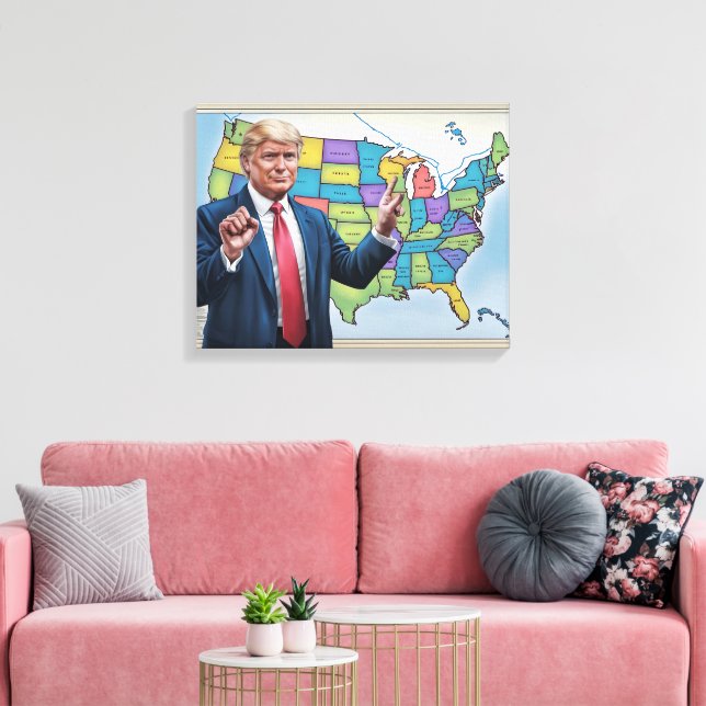 Lienzo Donald Trump frente a alterada obra de mapas de Es (Insitu (Sala de estar))