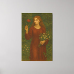 Lienzo Doncella de rosa en el bosque – Muchacha pelirroja