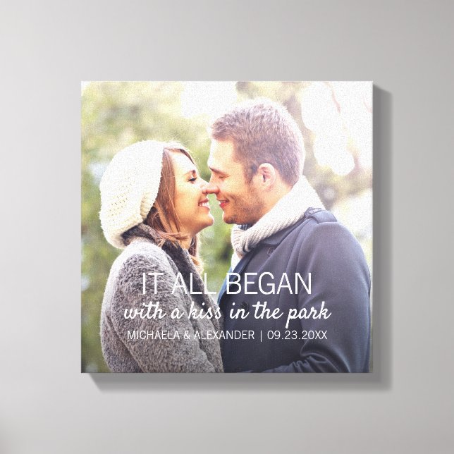 Lienzo Donde todo empezó foto de parejas personalizadas (Anverso)