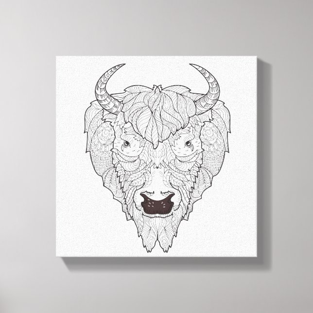 Lienzo Doodle Bison Head 6 (Anverso)