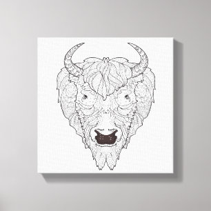 Lienzo Doodle Bison Head 6