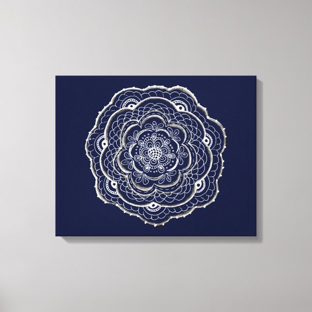 Lienzo Doodle de Doily Crochet Azul (Anverso)