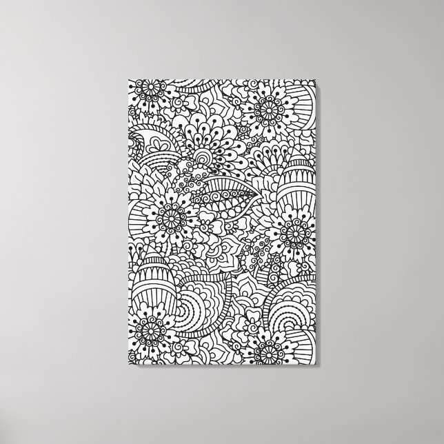 Lienzo Doodle de flores 6 (Anverso)