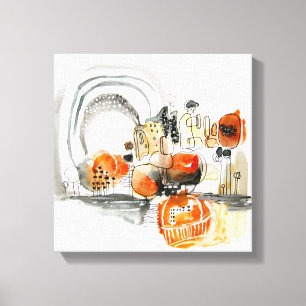 Lienzo Doodle de Naranja de patrón de abstracción moder