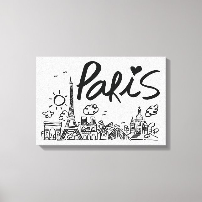 Lienzo Doodle de París (Anverso)