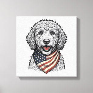 Lienzo Doodle de perro patriótico grabado vintage vector