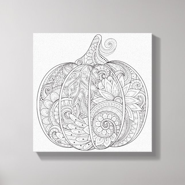 Lienzo Doodle decorativo de calabaza 6 (Anverso)
