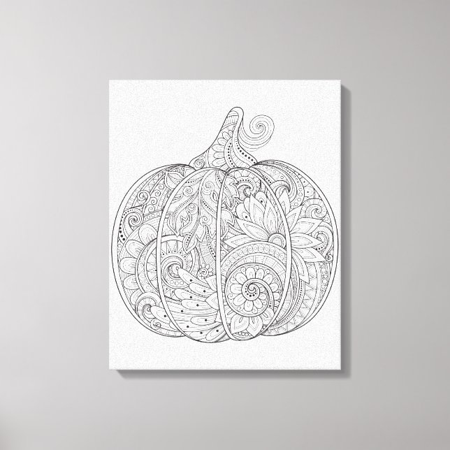 Lienzo Doodle decorativo de calabaza 6 (Anverso)