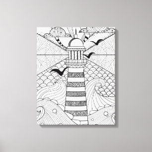 Lienzo Doodle dibujado mano 6 del faro
