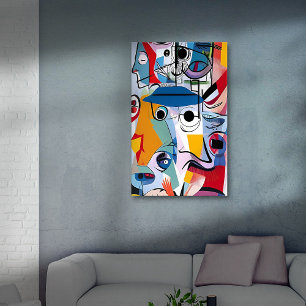 Lienzo Doodles de Cubist de Cartoonish Retro 01