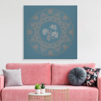 Dorado Verde azulado Rococo Lotus Dot Mandala