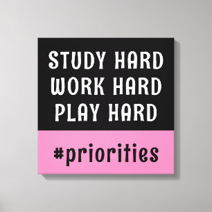 Lienzo Dormitorio Moderno Rosa y Negro con Hashtag