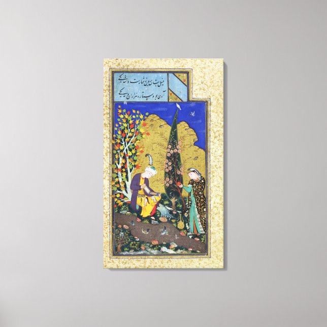 Lienzo Dos amantes en un huerto florido (Anverso)