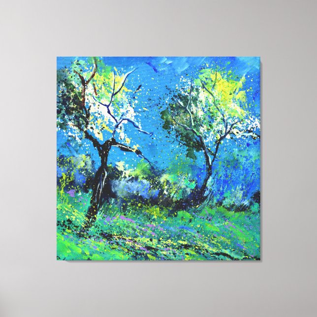 Lienzo Dos árboles en primavera (Anverso)