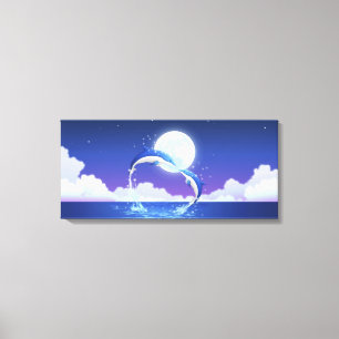 Lienzo Dos botella-sospecharon saltar de los delfínes de