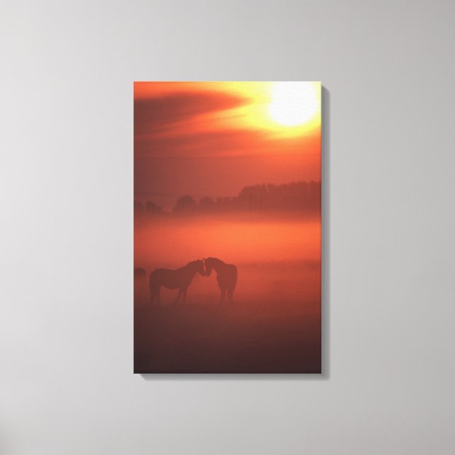 Lienzo Dos caballos al atardecer (Anverso)