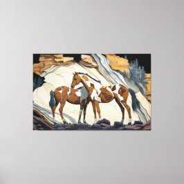 Lienzo Dos caballos descansando sobre las rocas. Canvas P