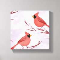 Dos cardenales rojos | Pintura de acuarela