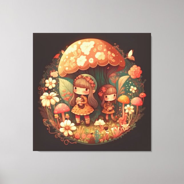 Lienzo Dos chicas lindas elfos de tela estirada Imprimir (Anverso)