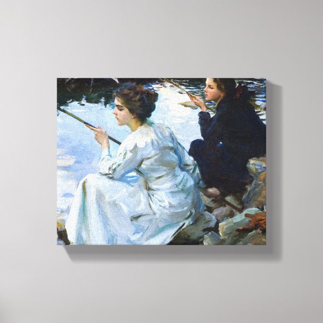 Lienzo Dos Chicas pescando, 1912 por John Singer Sargent (Anverso)