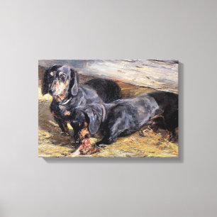 Lienzo Dos Dachshunds con Bone Hermine Biedermann
