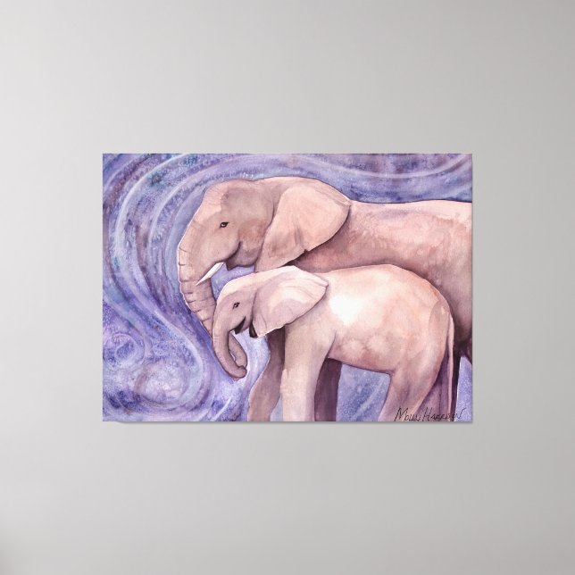 Lienzo Dos Elefantes de Vida Silvestre de Molly Harrison (Anverso)