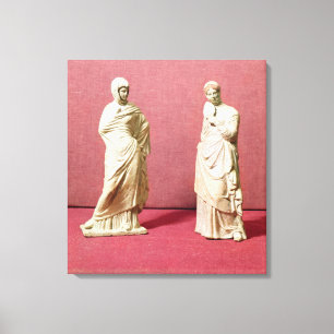 Lienzo Dos estatuas de mujeres derechas de Tanagra