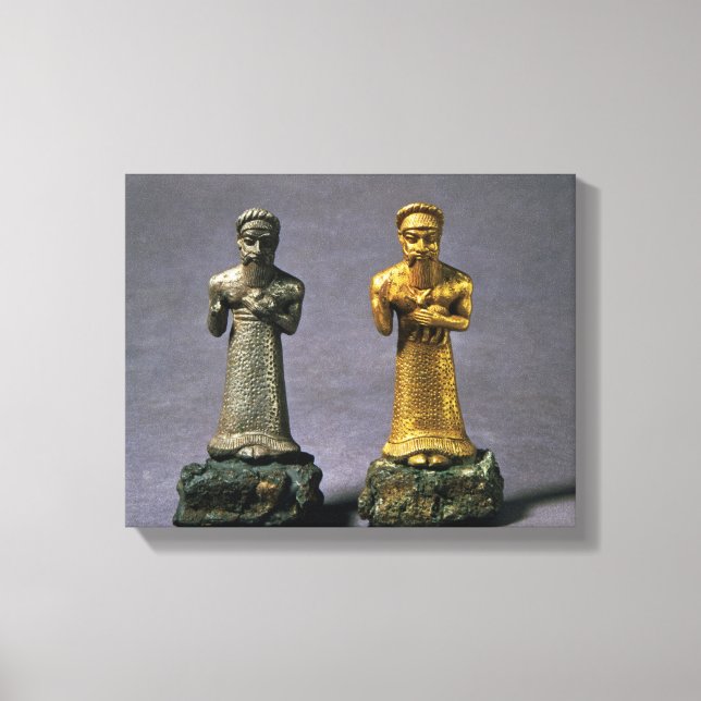 Lienzo Dos estatuillas de hombres con ofrendas de cabras, (Anverso)