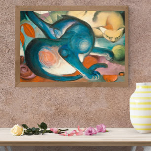 Lienzo Dos Gatos, Azul y Amarillo (1912) de Franz Marc