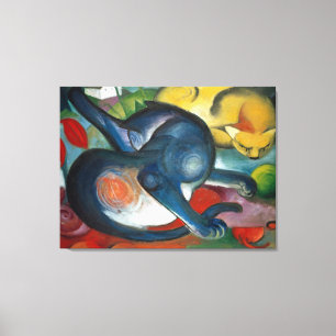 Lienzo Dos gatos, azul y amarillo, de Franz Marc (1912)