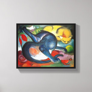 Lienzo Dos gatos, azul y amarillo, Franz Marc