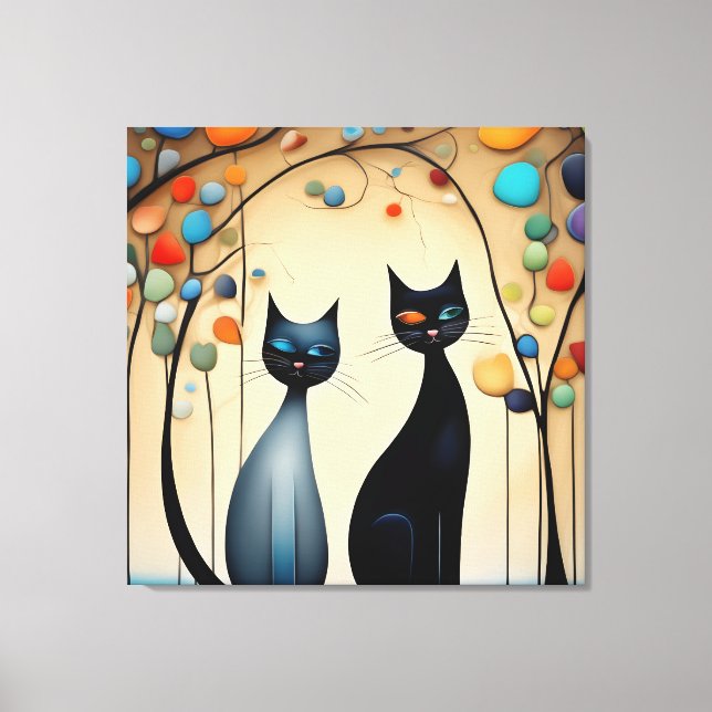 Lienzo Dos gatos encantadores (Anverso)