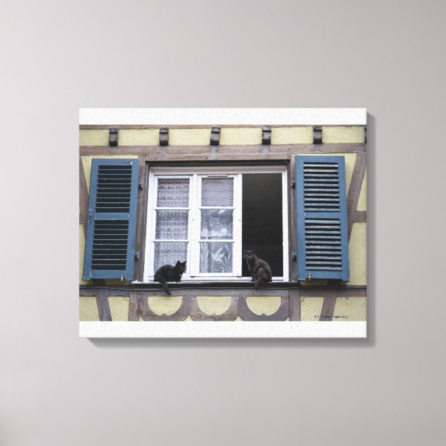 Lienzo Dos gatos negros en la ventana (Anverso)