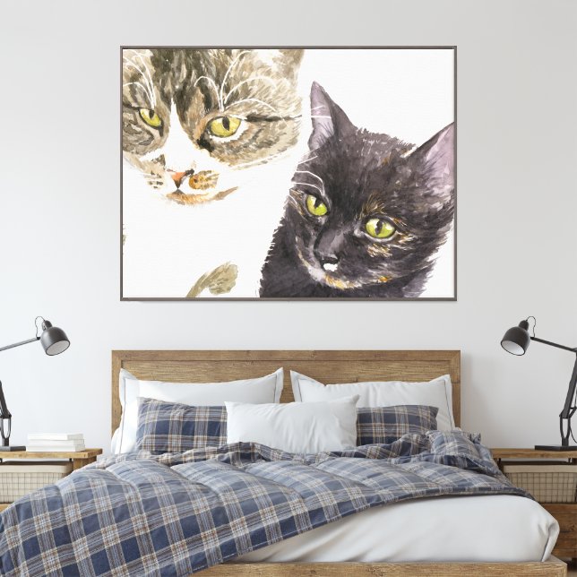 Lienzo Dos gatos - tabby y tortie (Insitu(Dormitorio))