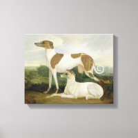 Dos Greyhounds en un paisaje (aceite sobre lienzo)