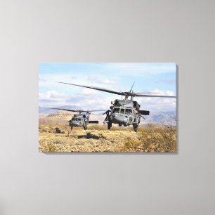 Lienzo Dos helicópteros HH-60 Pavehawk preparándose para